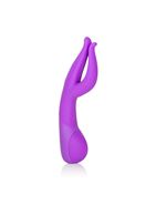 Фиолетовый вибромассажер Impress Dual Kiss со стимуляцией клитора - 15 см.