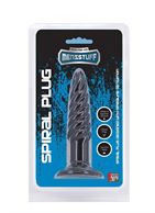 Анальная пробка со спиралевидным рельефом MENZSTUFF SPIRAL PLUG BLACK - 11,5 см.