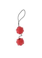 Красные вагинальные шарики с сердечками DUO BALLS (3,5 см)