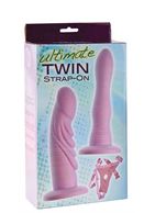 Женский страпон с 2 насадками-фаллосами ULTIMATE TWIN STRAP-ON (17,8 см)