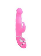 Розовый вибромассажёр PURRFECT SILICONE 7" из силикона (18 см)