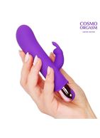 Фиолетовый мини-вибратор с клиторальным зайчиком (14 см)