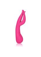 Розовый вибромассажер Impress™ Dual Kiss со стимуляцией клитора - 15 см.