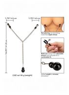 Зажимы для сосков с серебристой цепочкой и утяжелителем Weighted Dual Tier Nipple Clamps