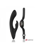 Черно-золотой вибратор-кролик с пультом-часами Anne's Desire Rabbit Vibe Wireless Watchme (20,5 см)