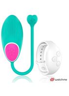 Зеленое виброяйцо с белым пультом-часами Wearwatch Egg Wireless Watchme
