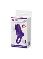 Фиолетовое эрекционное виброкольцо в клиторальной щеточкой Vibrant Penis Ring II