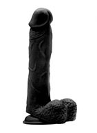 Чёрный фаллоимитатор Realistic Cock 9 With Scrotum - 23,5 см.