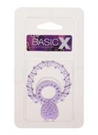 Фиолетовое кольцо с подхватом мошонки и клиторальным язычком BASICX TPR DOUBLE COCKRING