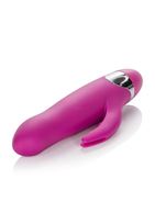 Вибромассажер с клиторальной стимуляцией Turn it Up! 7-Function Silicone Massager - 20,3 см.