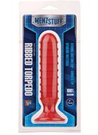 Красный анальный стимулятор с рёбрышками MENZSTUFF - RIBBED TORPEDO (15 см)