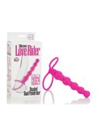 Розовый страпон на пенис Silicone Love Rider Beaded Dual Penetrator