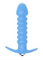 Голубая анальная пробка с вибрацией Twisted Anal Plug (13 см)