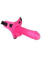 Розовый вибрострапон 7" Harness Realistic Dong (17,5 см)