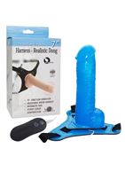Синий вибрострапон 7" Harness Realistic Dong (17,5 см)