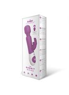 Ярко-розовый жезловый вибратор с клиторальным отростком Wand Rabbit