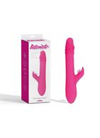 Розовый вибратор Thrusting Rabbit с клиторальным стимулятором (25,3 см)