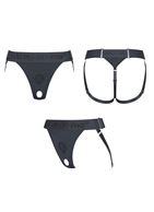 Серые трусики для фиксации насадок Strap-on-me Harness Lingerie Unique