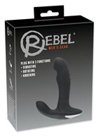 Черный вибромассажер простаты с функцией римминга Plug with Perineum Stimulator - 16,6 см.