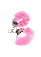 Металлические наручники Furry Love Cuffs с розовым мехом