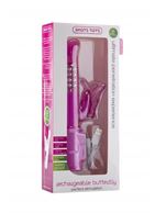 Розовый перезаряжаемый вибратор Rechargeable Butterfly с клиторальной бабочкой - 22,8 см.