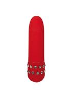 Красный мини-вибратор с кристаллами Diamond Red Petit - 11 см.