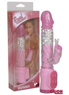 Розовый вибратор Vibrating Rabbit с клиторальным зайчиком - 22 см.