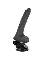 Черный вибратор на мощной присоске Basecock Realistic Vibrator Remote Control (19 см)
