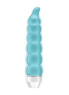 Бирюзовый фигурный вибратор Lacee с тонким кончиком - 15,5 см.