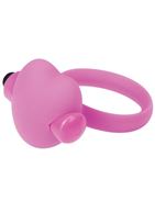 Розовое эрекционное виброкольцо с сердечком HEART BEAT COCKRING SILICONE