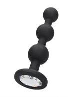 Черная анальная елочка с прозрачным стразом Beaded Diamond Butt Plug (11,4 см)
