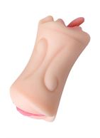 Телесный двусторонний мастурбатор Fruity Tongue - ротик и вагина