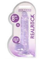 Фиолетовый фаллоимитатор Realrock Crystal Clear 8" (21 см)