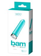 Бирюзовая перезаряжаемая вибропуля VeDO Bam (9,7 см)