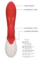 Красный вибратор кролик Flame с функцией нагрева (20 см)