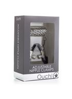 Зажимы на соски с серебристой цепочкой Ouch! - Adjustable Nipple Clamps