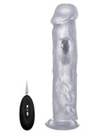 Прозрачный вибратор-реалистик Vibrating Realistic Cock 11 - 27,5 см.