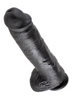 Черный фалоимитатор-гигант 11" Cock With Balls на присоске (28 см)