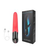 Красный вибратор LEOPARD с 10 режимами вибрации (23,7 см)