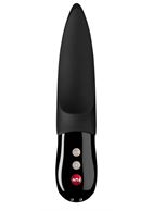 Чёрный вибратор Volta Black Line с раздвоенным кончиком (18,9 см)