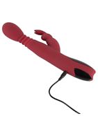 Красный вибратор Rabbit Vibrator с клиторальным отростком (26,5 см)