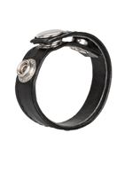 Черная кожаная утяжка для пениса Leather 3-Snap Ring