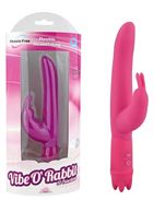 Розовый вибростимулятор 10 Function Vibe-O rabbit - 21 см.