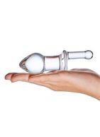 Прозрачный стеклянный анальный плаг с ручкой Glass Juicer (12,7 см)