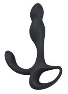 Черный силиконовый стимулятор простаты Plug with Perineum Stimulator