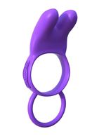 Эрекционное кольцо с вибрацией и подхватом для мошонки Twin Teazer Rabbit Ring