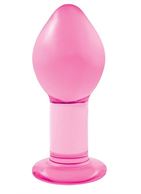 Большая розовая стеклянная анальная пробка CRYSTAL PLUG 