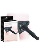 Черный страпон 8" Strap-on Ripple Dildo Vibe (21 см)