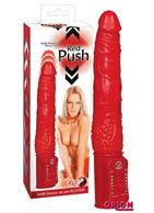 Красный вибратор Red Push с возвратно-поступательными движениями - 19,5 см.