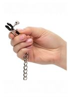 Зажимы для сосков с серебристой цепочкой и утяжелителем Weighted Dual Tier Nipple Clamps